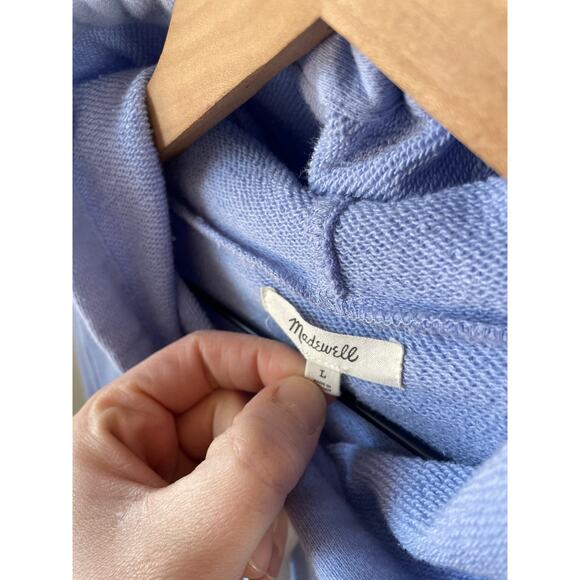 Madewell Blue Cropped Hoodie Womens Large Sweatshirt Bubble Sleeve Loungewear - Picture 9 of 12